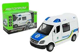 Іграшкова поліцейська машина мікроавтобус Автопром світлозвукові ефекти металева AP7542, в коробці р.17x14x6.5см