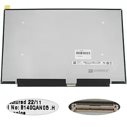 Матриця 14.0" B140QAN05.H (2240*1400 40pin(eDP IPS) LED SLIM (без планок та вушок) матова роз'єм праворуч внизу) для
