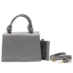 Маленька каркасна сумочка з екошкіри Lilly P4-1568G сіра - мініатюра 9