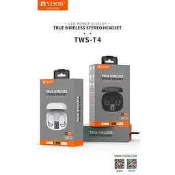 Навушники Yison Bluetooth TWS T4 BT5.0 4 години білі - мініатюра 4