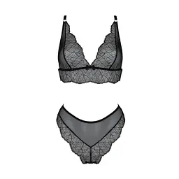 Комплект білизни Passion AMBERLY SET 4XL/5XL black, ліф, трусики бразиліана, люрексова нитка - мініатюра 3