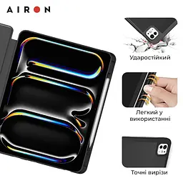 Чехол AIRON Premium SOFT для iPad Pro 11 2024 с защитной пленкой и салфеткой Black - мініатюра 9