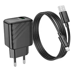 МЗП Hoco CS21A Rich QC3.0 18W (1USB-A) + кабель USB to MicroUSB Black - мініатюра 7