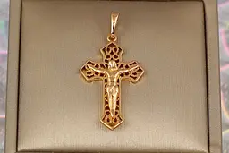 Хрестик Xuping Jewelry ажурний з розп"яттям 3.3 см золотистий