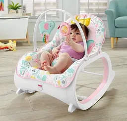 Дитяче крісло-гойдалка Fisher Price / Дитячий шезлонг з музичною підвіскою та регульованою спинкою - мініатюра 2
