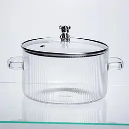 Каструля скляна Yiwu HP-34-103 з боросилікатного скла 3.5 л 20 см для варіння та тушкування