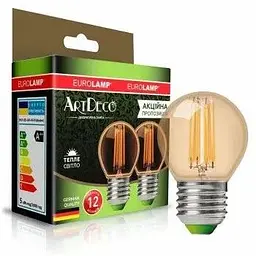 Лампочка Eurolamp LED G45 5W 530 Lm E27 3000K deco 2шт (MLP-LED-G45-05273(Amber))