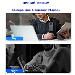 Нагрудна боді-камера Boblov A39 з дисплеєм 1.54 дюйма нічний запис датчик руху акумулятор 3000 мАгод - мініатюра 6