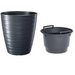 Горщик для квітів Prosperplast Maze круглий з вкладишем антрацит 296 х 329 мм (88710-433) - мініатюра 2