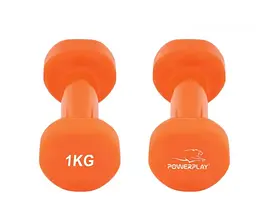 Гантелі вінілові PowerPlay 2 * 1 кг PP_4103 Помаранчеві 2 шт + Резинка для фітнесу 7,5 кг (PP_4103_2*1kg) - мініатюра 4