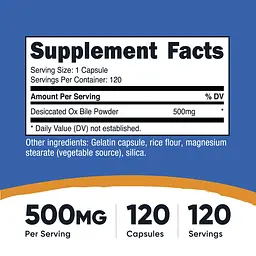 Бичача жовч Nutricost Ox Bile 500 мг 120 капсул - мініатюра 3