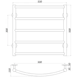 Рушникосушарка UNIO LD W 500-500-5 BLK Драбинка Дуга чорна (21613) - мініатюра 5