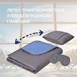 Плед-подушка IDEIA дорожная для самолета, кемпинга, походов 120x180 (35x35) см + маска для сна серый/джинс. - миниатюра 6