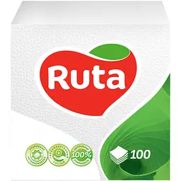 Серветки столові Ruta 1 шар 33 х 33 см білі 100 шт. (4820023741478)
