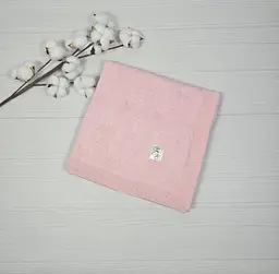 Дитячий плед ручної роботи 90х90 a.l.babybox Сердечки рожевий - мініатюра 2