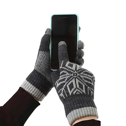 Рукавички ArmorStandart Touch Gloves Snowflake з орнаментом Light Grey (ARM59995) - мініатюра 3