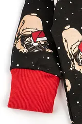 Дитячий трикотажний ромпер з начосом та різдвяним принтом Christmas pugs - мініатюра 4