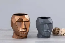 Ваза "Голова", велика, мідного кольору 17x15 см