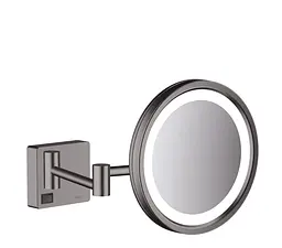 Дзеркало косметичне Hansgrohe AddStoris з LED освітленням чорний матовий хром 41790340, Шліфований чорний хром