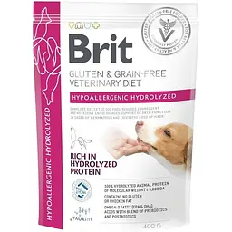 Корм сухий Brit VetDiet Dog Hypoallergenic Hydrolyzed для собак із харчовою алергією з гідролізованим білком 400 г