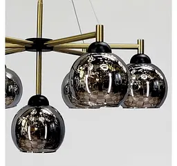 Підвісна люстра Artlight 7020/7 із сімома графітовими скляними плафонами E27, чорний і латунь, від 17-26 м² - мініатюра 4