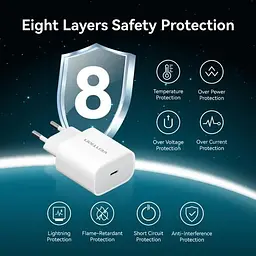 Зарядний пристрій 1xUSB-C 20W + USB-C to Lightning cable М-М White Vention (G17W0-EU) - мініатюра 2