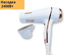Фен для волосся Gemei GM-108 професійний з насадкою 2400 Вт білий (GM-108) - мініатюра 2