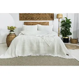 Вафельне покривало Norah Cream 240x260см +2 наволочки 50x70см Saheser pbe0052239