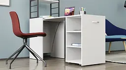 Стіл-тумба трансформер Смарт 4/1 з етажеркою Ferrum-decor 1430x1450x500 Чорний метал ДСП Біле 16 мм (FRD-105123) - мініатюра 5