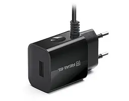 Зарядний пристрій Real-el CH-217 2USB 2.1A Black та кабель Lightning - мініатюра 3