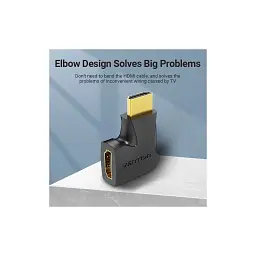 Перехідник HDMI M to HDMI F 4K60Hz 90° corner black Vention (AIQB0) - мініатюра 2