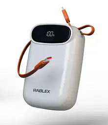 Портативна батарея Rablex RB10FP 10000mAh із вбудованим кабелем USB-C PD35W Fast charging Power Bank - мініатюра 2