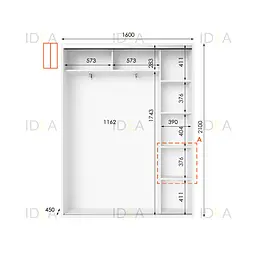 Шафа-купе Idea серія 5 160 x 45 x 210 см Білий - мініатюра 2