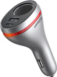 Автоадаптер подовжувач Ugreen CD204 Car Charger with Dual USB Ports Single Extension Socket 20 W (60712)