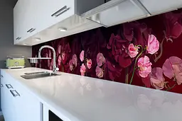 Кухонний фартух самоклеючий Рожеві польові Квіти наклейка ПВХ абстракція 60х300 см Happy Pocket Z180337