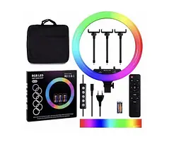 Селфи-лампа LED кольцевая 45см MJ18 RGB+ штатив - мініатюра 1