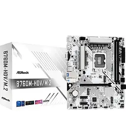 Материнська плата LGA1700, ASRock B760M-HDV/M.2, B760, 2xDDR5, Int.Video(CPU), 4xSATA3, 2xM.2, 1xPCI-E 4.0 x16, 2xPCI-E 3.0 x1, RTL8125BG, 6xUSB3.2/5xUSB2.0, VGA/HDMI/DP, MicroATX