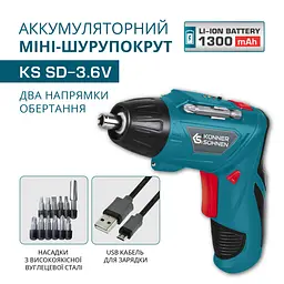 Шурупокрут акумуляторний Konner&Sohnen KS SD-3.6V 3.6В Kцnner & Sцhnen teh0025289 - мініатюра 4