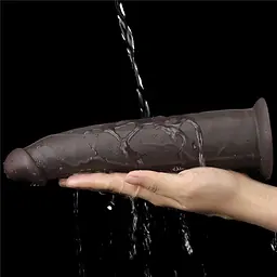 Вібратор LoveToy 9" Dual Layered Platinum Silicone Rotator, 23 см (чорний) - мініатюра 3