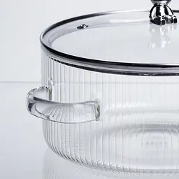 Каструля скляна Yiwu HP-34-102 2.5 л, діаметр 20 см, для варіння та тушкування, прозора - мініатюра 6