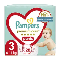 Підгузки Premium Care Pants Midi Розмір 3 (6-11 кг) 28 шт. Pampers (4015400687894)