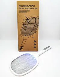 Мухобійка акумуляторна електрична ракетка знищувач комах UKC Electric Mosquito Swatter білий - мініатюра 7