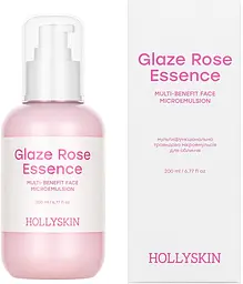 Мультифункціональна трояндова мікроемульсія для обличчя Hollyskin Glaze Rose Essence 200 мл (0494h)