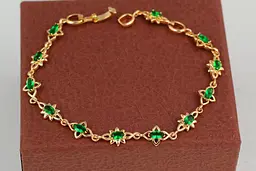 Браслет Xuping Jewelry сонечка з зеленими каменями по всій довжині 18,5 см 7 мм золотистий
