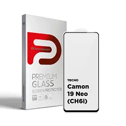 Захисне скло для TECNO Camon 19 Neo (CH6i), Full Glue, 2.5D, на весь екран, глянцеве, загартоване 9H, повне проклеювання по всій поверхні, з чорною рамкою, протиударне, ArmorStandart (ARM62087)