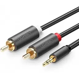 Аудіо кабель Ugreen AV102 3.5 мм Male to 2 RCA Male Audio Cable 10 м сірий (10514)