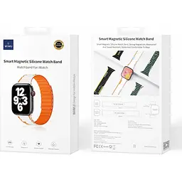 Ремінець WiWU Wi-WB010 Smart Magnetic Silicone для Apple Watch 42/44/45/49mm White/Orange [106831] - мініатюра 3