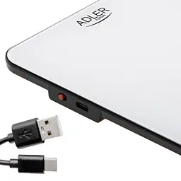 Ваги кухонні Adler AD 3177 white black електронні/ 10кг/ г; мл, унція/ USB type C/ автовимкнення - мініатюра 5