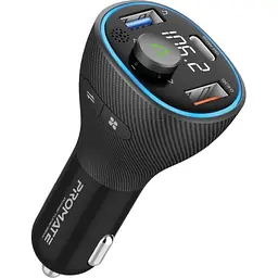 FM модулятор Promate PowerTune 38w USB-A OTG/USB-A QC3.0/USB-C PD чорний (powertune-38w\.black) - мініатюра 9