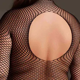 Боді з рукавом Le Désir With Fishnet Structure, Plus Size (чорний) - мініатюра 6